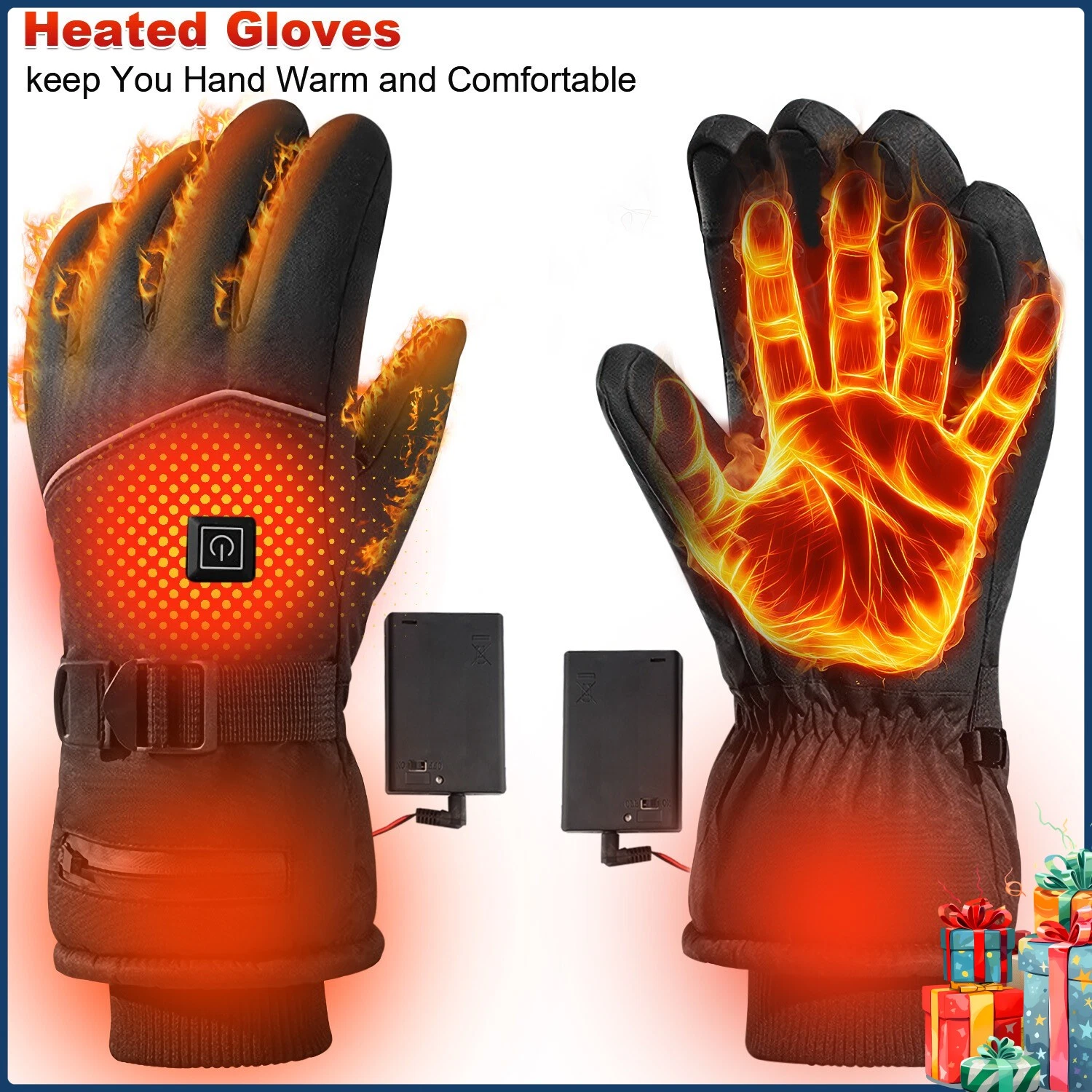 Electric Heated Gloves Rechargeable Winter Warm Bike Cycling Outdoor Work Mitten
