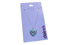 Claire's Jewelry Necklace silver tone buttlefly locket glitter pendant new