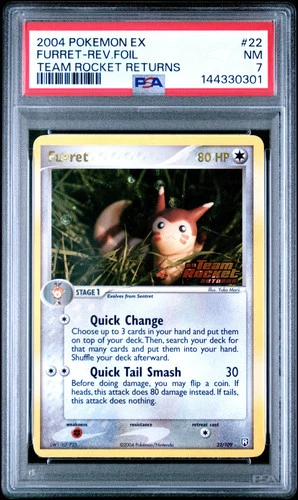 2004 Pokemon EX Team Rocket Returns Furret Reverse Foil #22 PSA 7