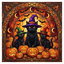 Halloween Cat Diamond Painting Kits for Adults, Diamond Art Kits, 12x16 in