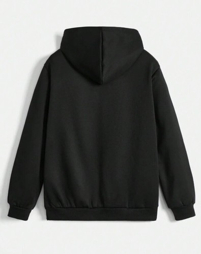 Boys Black Hooded Sweatshirt With Pocket Size 13/14 - Picture 2 of 2