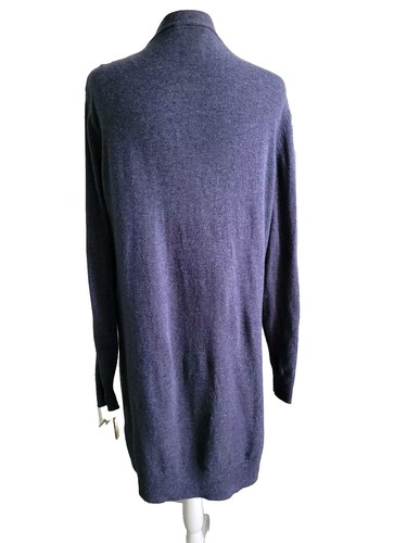 Matty M Long Dark Blue Cardigan, SZ L, Ribbing, Acrylic/Cotton, Pre-Owned - Picture 2 of 14