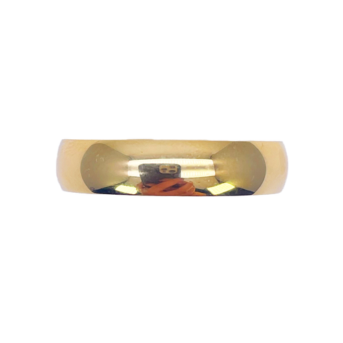 22ct Yellow Gold High Polished Men's Traditional Dome Wedding Band 5mm - Picture 2 of 8