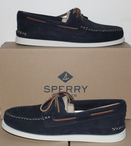 Wedge Suede Navy mens boat shoes 