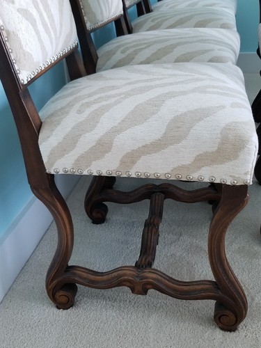❤️FABULOUS! Set 6 OAK French Carved Louis XIV Os de Mouton Side Dining Chairs ❤️ - Picture 7 of 13