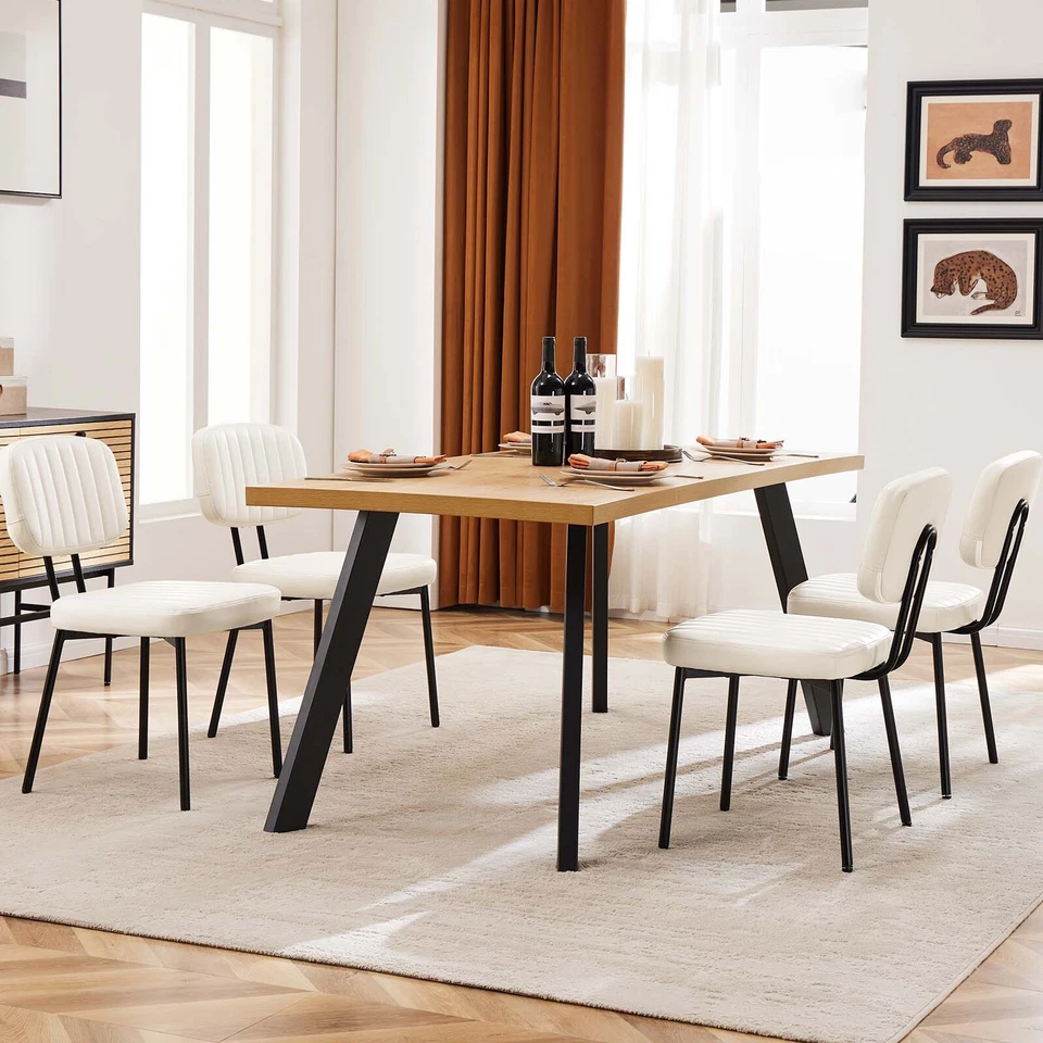 Juego de 2 Piezas Compacto Lindo Moderno Cocina Comedor Silla con Tapizado Asiento Respaldo Suave Foto 3 de 4