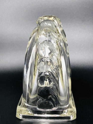 Vintage Federal Mid-Century Equestrian Trojan Horse Heads Glass Bookend - Picture 5 of 6