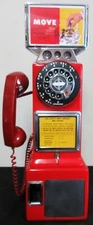 Automatic Electric Three Slot Red Pay Telephone 1950's Operational Fully Restore