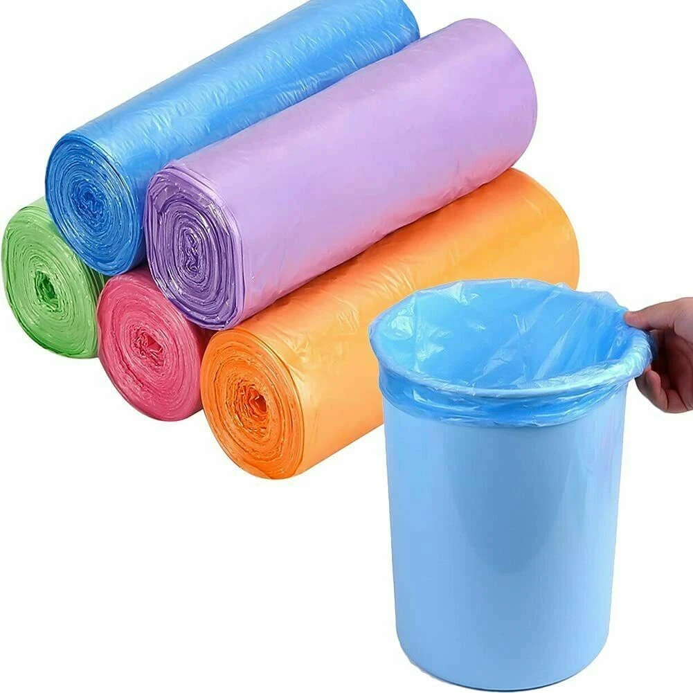 Trash Bags, 5 Rolls/100 Counts Small Garbage Bags for Office,  Kitchen,Bedroom Waste Bin,Colorful Portable Strong Rubbish Bags,Wastebasket  Bags.Green 