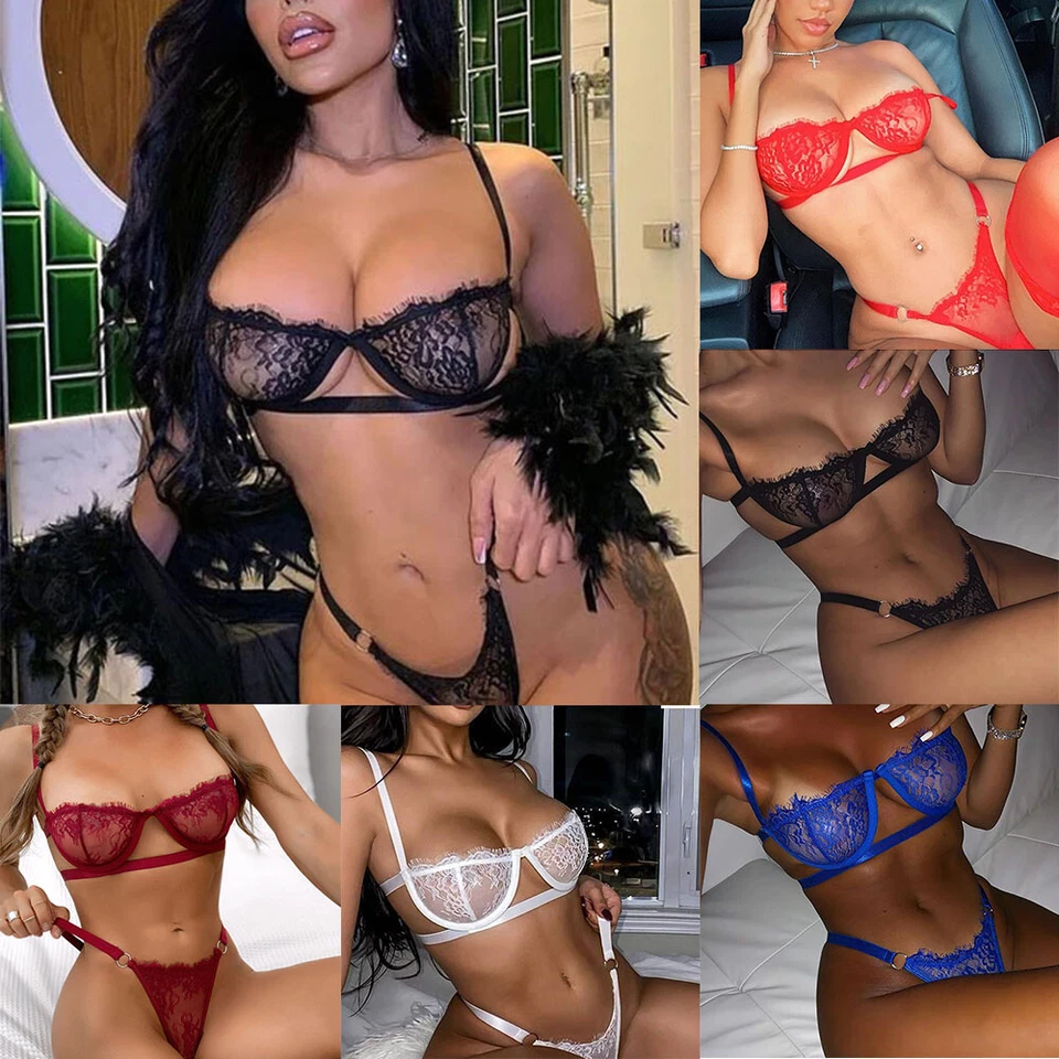 Sexy Lencería Sujetador de Encaje Tanga Conjunto Babydoll Prendas para dormir Ropa interior Ropa de dormirɞ Foto 2 de 4