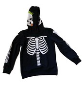 Schwarzer Kapuzen Pullover Hoodie Gr.122-128 Jungs Skelett Halloween Top