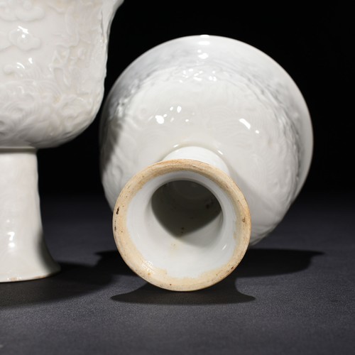 6.7" Old ming dynasty yongle mark Porcelain pair white glaze Dragon pattern cup - Picture 2 of 9