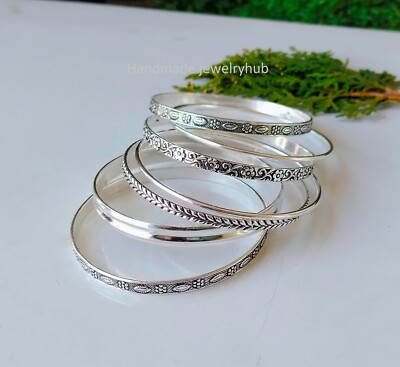 Beauteous Designer 7 Bangles 925 Sterling Silver Handcrafted