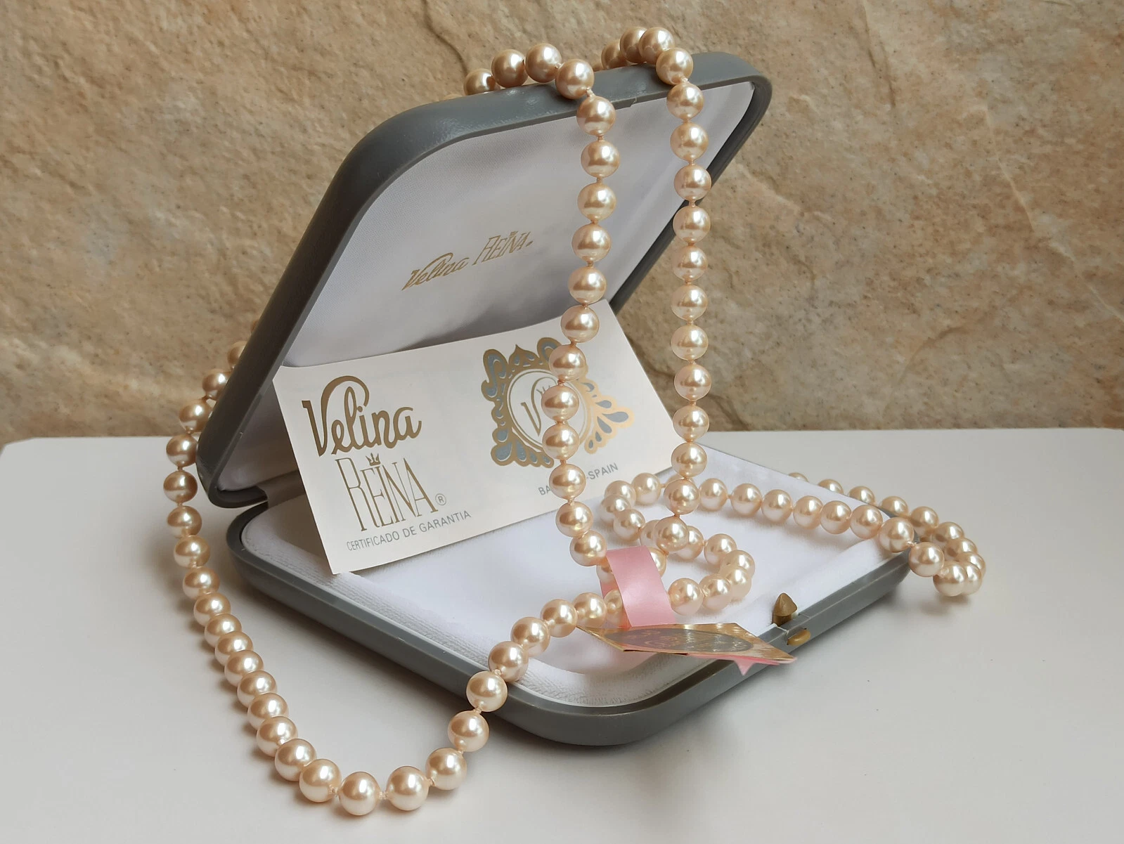 OFF WHITE Collana di perle Velina Reina anni 70 perle certificate collana di perle 8 mm
