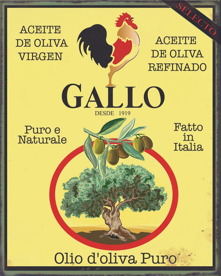 Letreros de cocina vintage de aceite de oliva (arte original) lista múltiple Foto 2 de 3