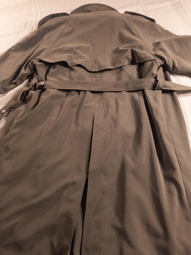 Evan-Picone Trench Coat SZ 40s Famous-Barr Olive Green Suede Feel Liner Mint! - Picture 12 of 16
