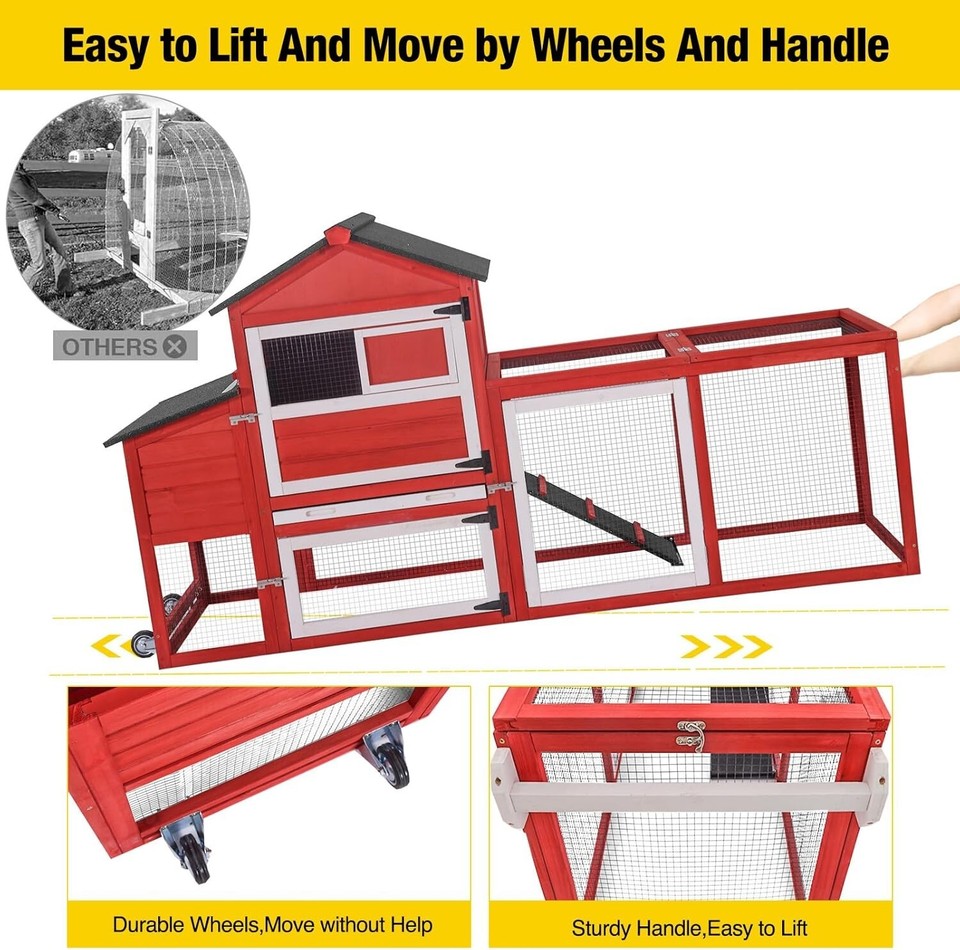 Aivituvin Chicken Coop Expandable Mobile Chicken House for Outdoor with ...