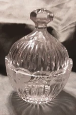 Beautiful Lead Crystal Covered Candy Dish, Etched Flowers