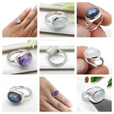 Christmas Gift For Her 925 Sterling Silver Natural Gemstone Luxury Casual Ring