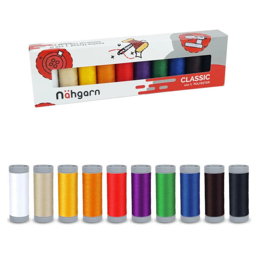 Nähgarn Nähset Allesnäher 10 Farben x 220Meter Nähbox No 120 Schnappspule aus EU - Bild 2 von 4