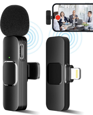 Lavalier Microphone Wireless Audio Video Recording Mini Mic For IPhone
