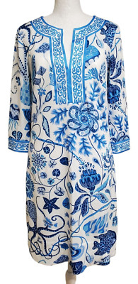 Gretchen Scott Sheath Dress Size XS 3/4 Sleeve Blue Under the Sea Print