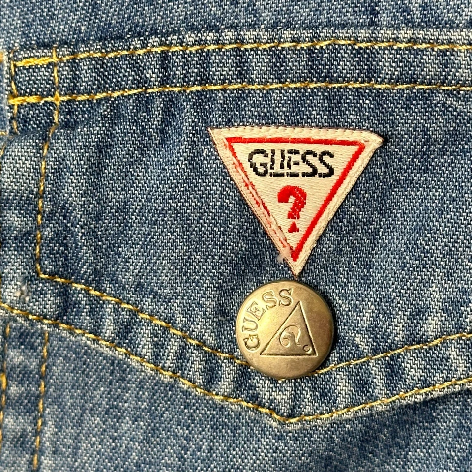 VTG Guess Denim Dress Size 8 Blue Girls Long Sleeve Collared Cotton - Image 3 of 4