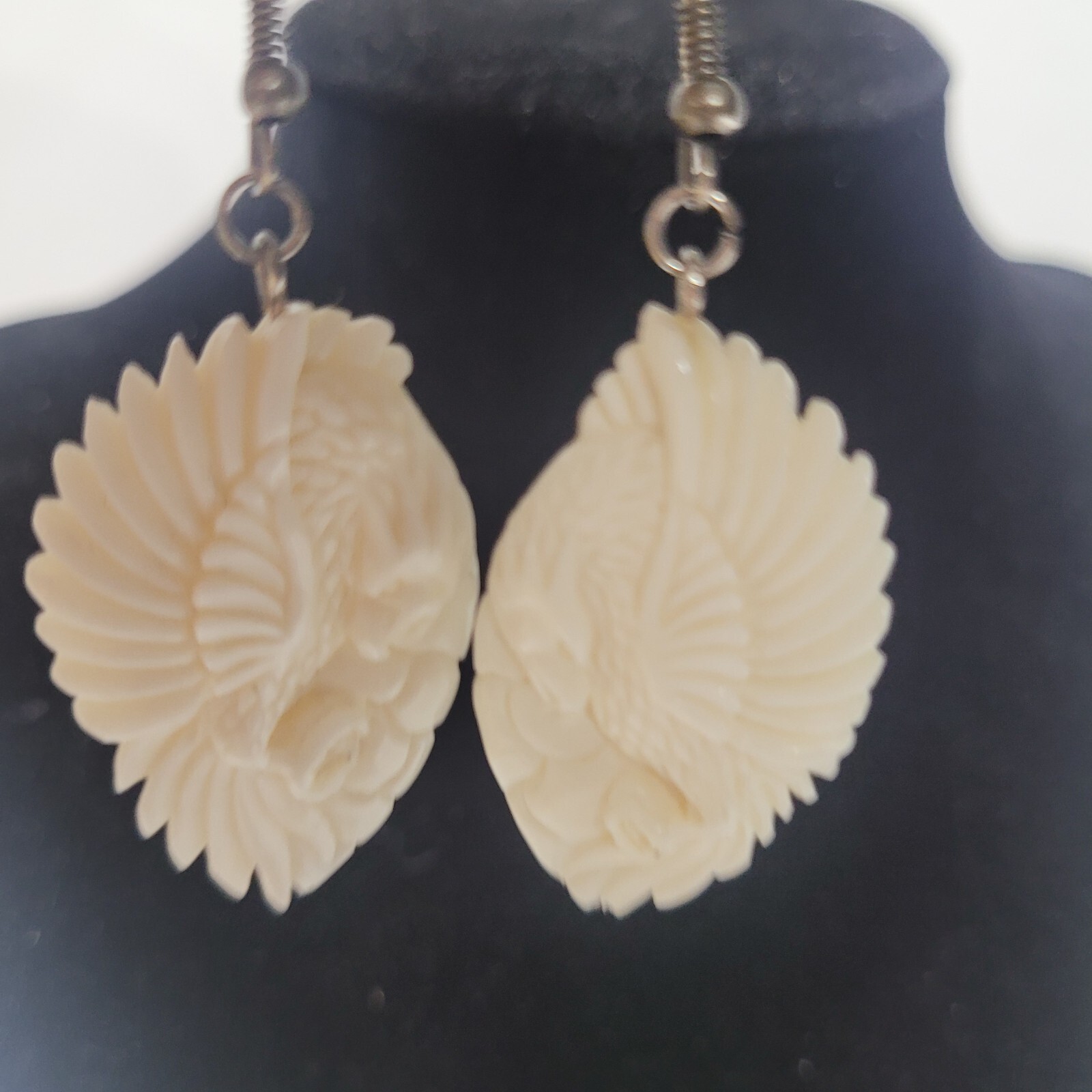 Handmade Eagle Bird Bone Dangle Drop Earrings Cre… - image 3