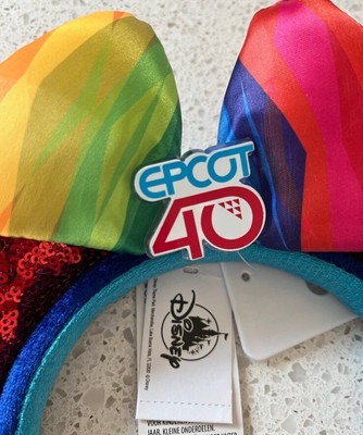 NEW EPCOT 40th Anniversary Disney Parks Sequined Ears Headband NWT Ships NOW! Disney Parks Epcot 40 40th Anniversary Minnie Mouse Sequin  main image 2