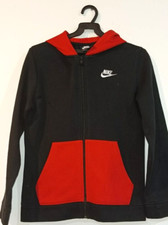 nike full zip hooded jacket unisex red and black sport wear size M