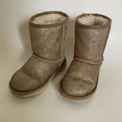 Kids metallic rose gold glitter uggs 