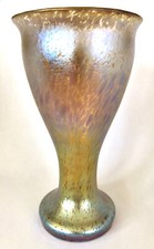 Loetz Oil Spot Art Glass Vase, Gold Iridescent, Nouveau