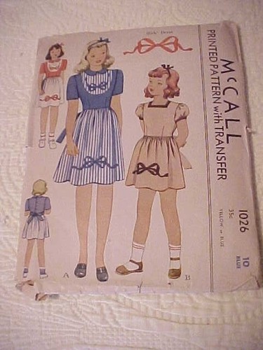 1942 McCall's Pattern Girl's Dress, 1026 Size 10