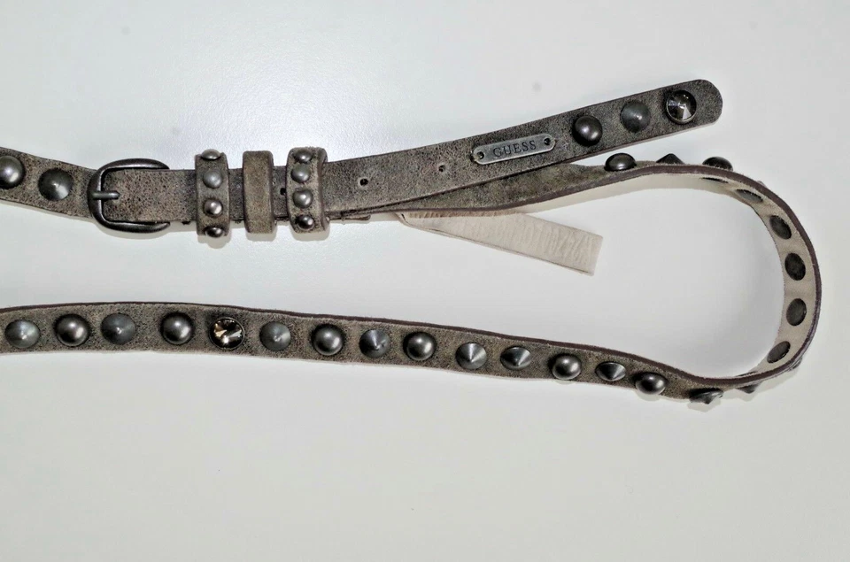 GUESS talla M (95) MUJER CADERAS CINTURÓN LOGO ARENA NUDE CUERO GENUINO CUENTAS 343 Foto 4 de 4