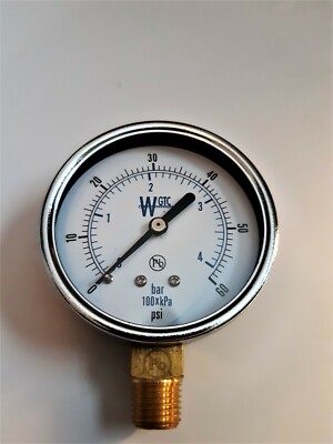 2.5'' Utility Pressure Gauge 1/4'' NPT Lower Connection - Weksler 25TL4 (0-60 psi)
