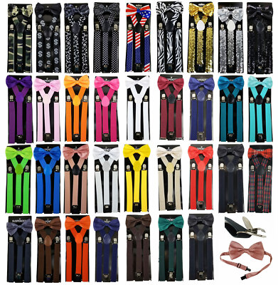 Suspender & Bow Tie Set for Adults Men Women Teens