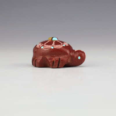 NATIVE AMERICAN ZUNI PIPESTONE TURTLE FETISH BY ROSELLA GONZALES