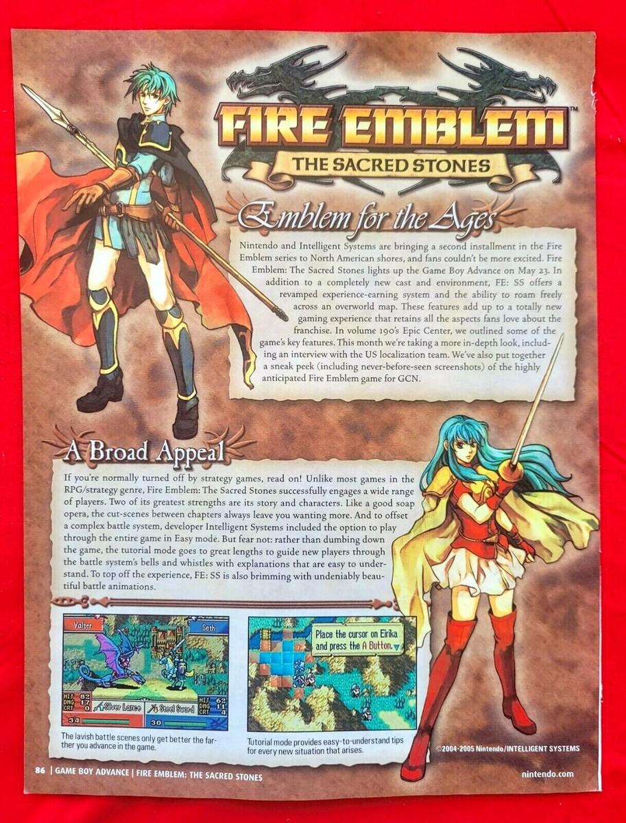 RARE! 2005 FIRE EMBLEM Sacred Stones Nintendo Video Game = Promo