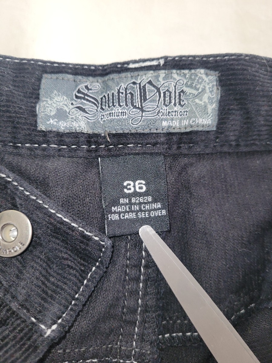South Pole Vintage Baggy Straight Leg Black Corduroy Pants