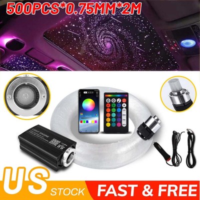 500pc 12W RGBW Star Light Kit Fiber Optic LED Car/Home Headliner Roof Ceiling US