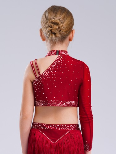 Girls 2 Piece Rhinestones Set Lyrical Outfits Performance Dancewear Jazz Unique - Picture 11 of 58