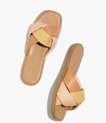 🆕 Madewell Jayna Braided Slide Sandal in Washed Mauve Leather Size 7.5 - NIB