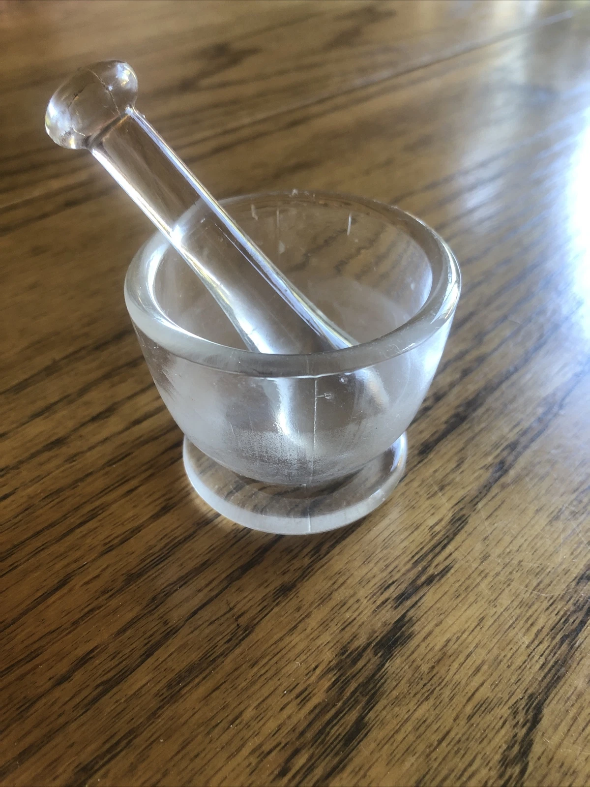 Signed SS White ClearGlass Mortar and Pestle Dental Collectible