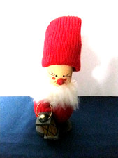 Sweden Wood Tomte Christmas Elf with Lantern 6.5  Tall Handmade Scandinavian Vtg
