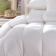 White Duck Down Comforter Cotton Lightweight All Season Striped Duvet Insert 