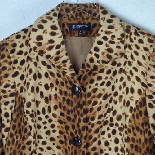 Jones New York Women's Suit Jacket 16 Leopard 3 Button Slit Pocket REPAIRED - Picture 4 of 12