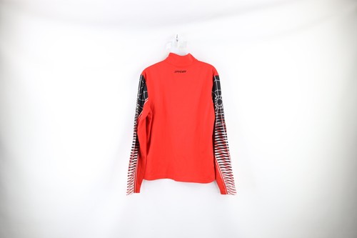 Spyder Mens Small Spider Web All Over Print Half Zip Pullover Skiing Top Red - Picture 10 of 13