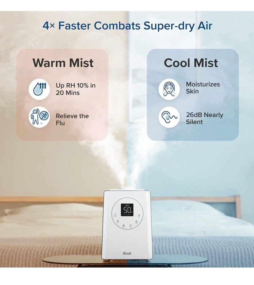 LEVOIT Smart 6L Top Fill Warm Cool Mist Humidifier for Bedroom & Large Room - Image 3 of 4