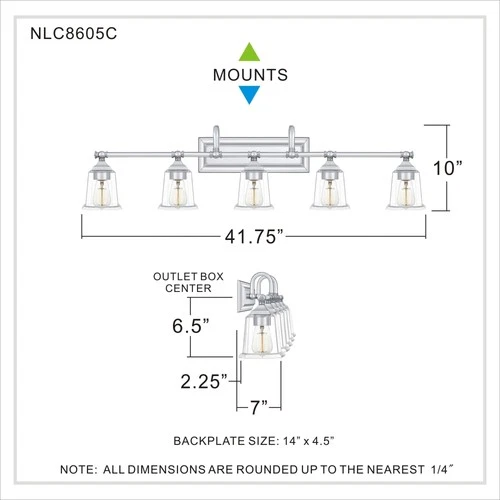 Quoizel NLC8605 Nicholas 5 Light 42"W Bathroom Vanity Light - Nickel - Picture 3 of 12