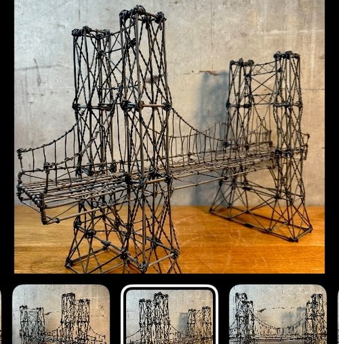 MID CENTURY MODERN BRUTALIST WIRE SCULPTURE BROOKLYN BRIDGE JERE MCM FOLK ART